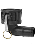 2 Inch (in) Size Polypropylene Type C Female Coupler x Shank 90 Degree Elbow Cam and Groove Coupling - 2