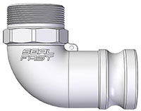 2 Inch (in) Size Aluminum Type F Male Adapter x Male NPT 90 Degree Elbow Cam and Groove Coupling