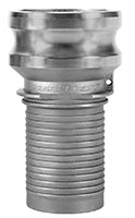 1 1/2 x 1 Inch (in) Size 316 Stainless Steel Type ER Male Adapter x Shank Reducing E Cam and Groove Coupling