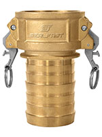 3 Inch (in) Size Brass Type C Female Coupler x Hose Shank Self-Locking Cam and Groove Coupling