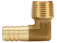 1/2 Inch (in) Hose I.D. Brass Male NPT X Hose Barb 90 Degree Elbow