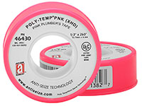 1/2 Inch (in) Width 260 Inch (in) Length Pink Premium PTFE Thread Seal Tape