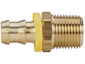 1/2 Inch (in) Hose Inner Diameter and 1/2 Inch (in) Pipe Thread size Brass Hose x Male NPT Grip-On Fitting